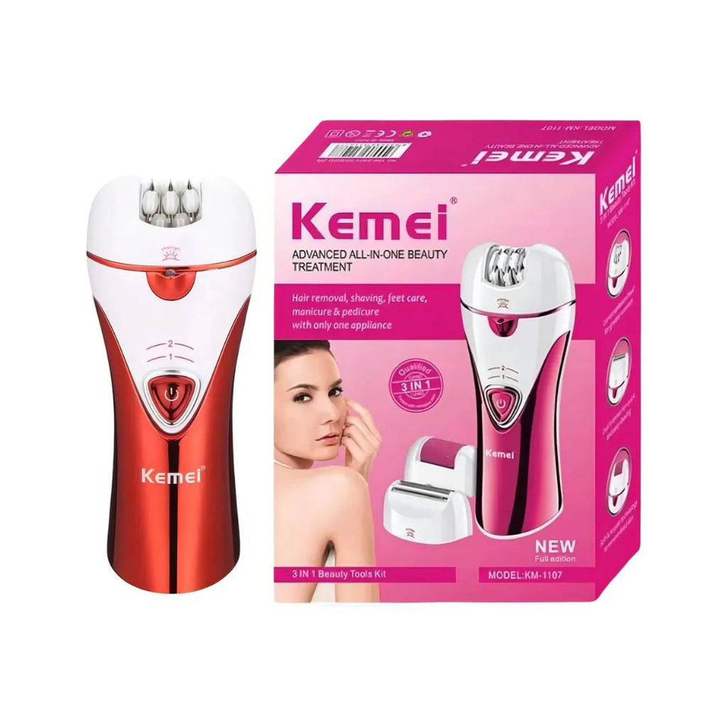 Kemei 3 in 1 Electric Shaver Epilator Rose Cosmetics