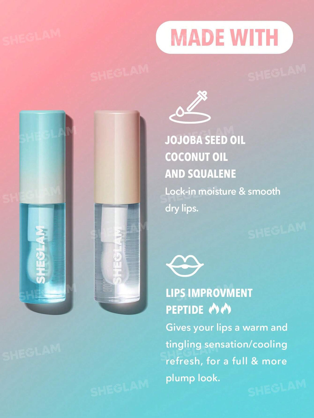 Sheglam Plump Addict Hot & Cold Gloss Duo Rose Cosmetics