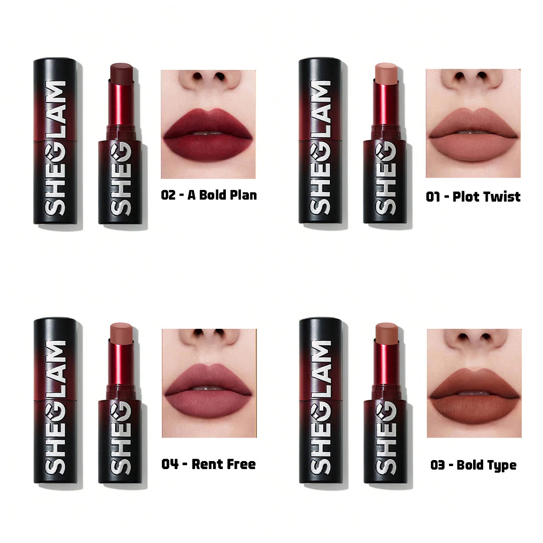 2 pieces Sheglam Long-Lasting Matte Lipstick Rose Cosmetics