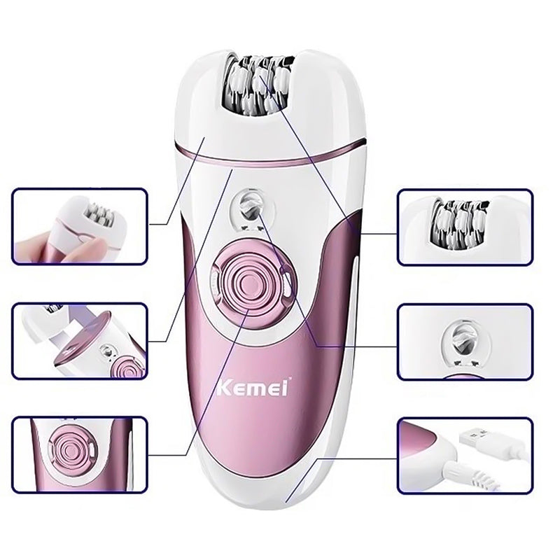 Kemei 3 in 1 Electric Shaver Epilator Rose Cosmetics
