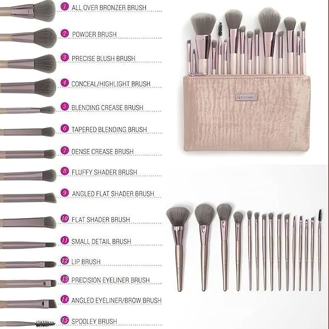 Lavish Elegance 15 Piece Brush Set With Cosmetic Bag by BH Cosmetics Jasmine Beauty