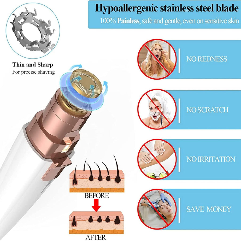2 in 1 Eyebrow Trimmer & Facial Hair Remover Rose Cosmetics