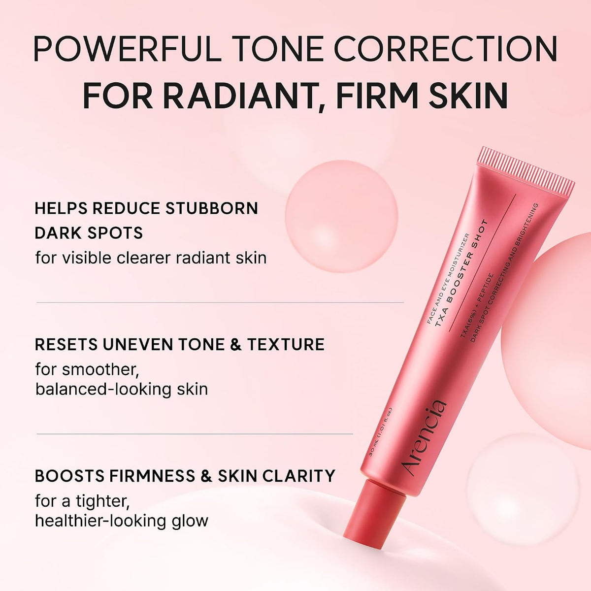 Arencia TXA Booster Serum with 5% Tranexamic Acid & Peptides, Skin Tone Balancing & Hydration Support, Lightweight Daily Skincare, 30 mL