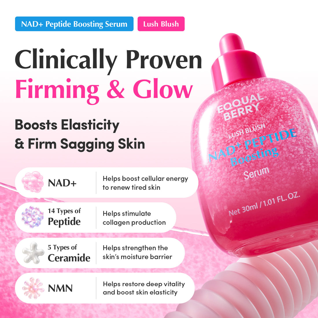 Eqqualberry NAD+ Peptide Boosting Smoothie Serum 30ml