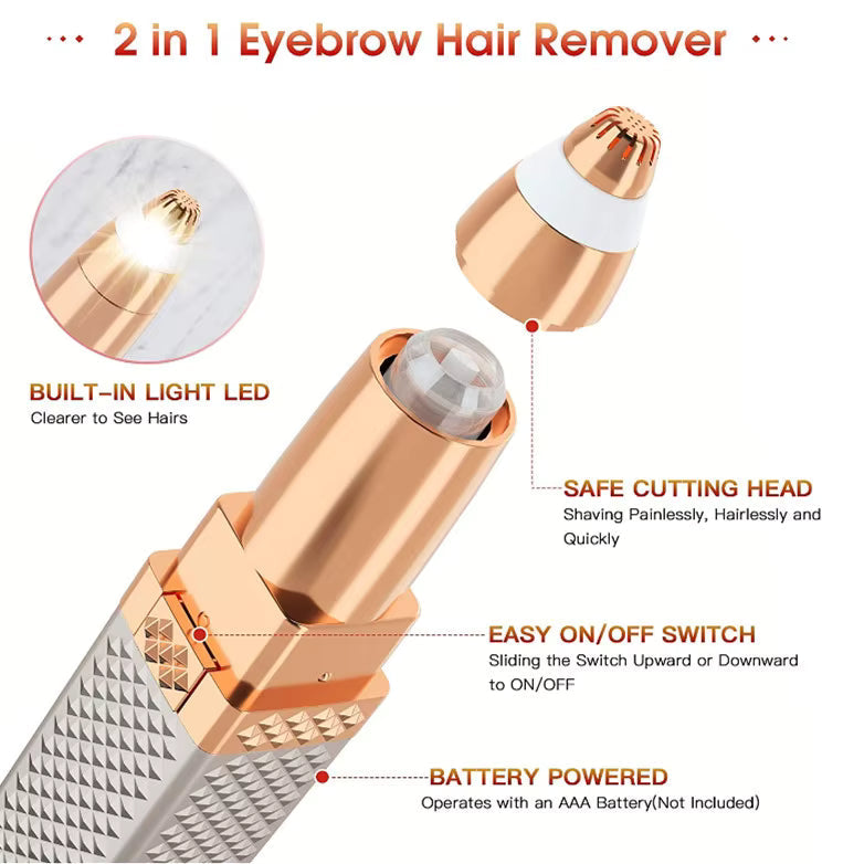 2 in 1 Blawless Fascial And Eyebrow Hair Remover Rose Cosmetics