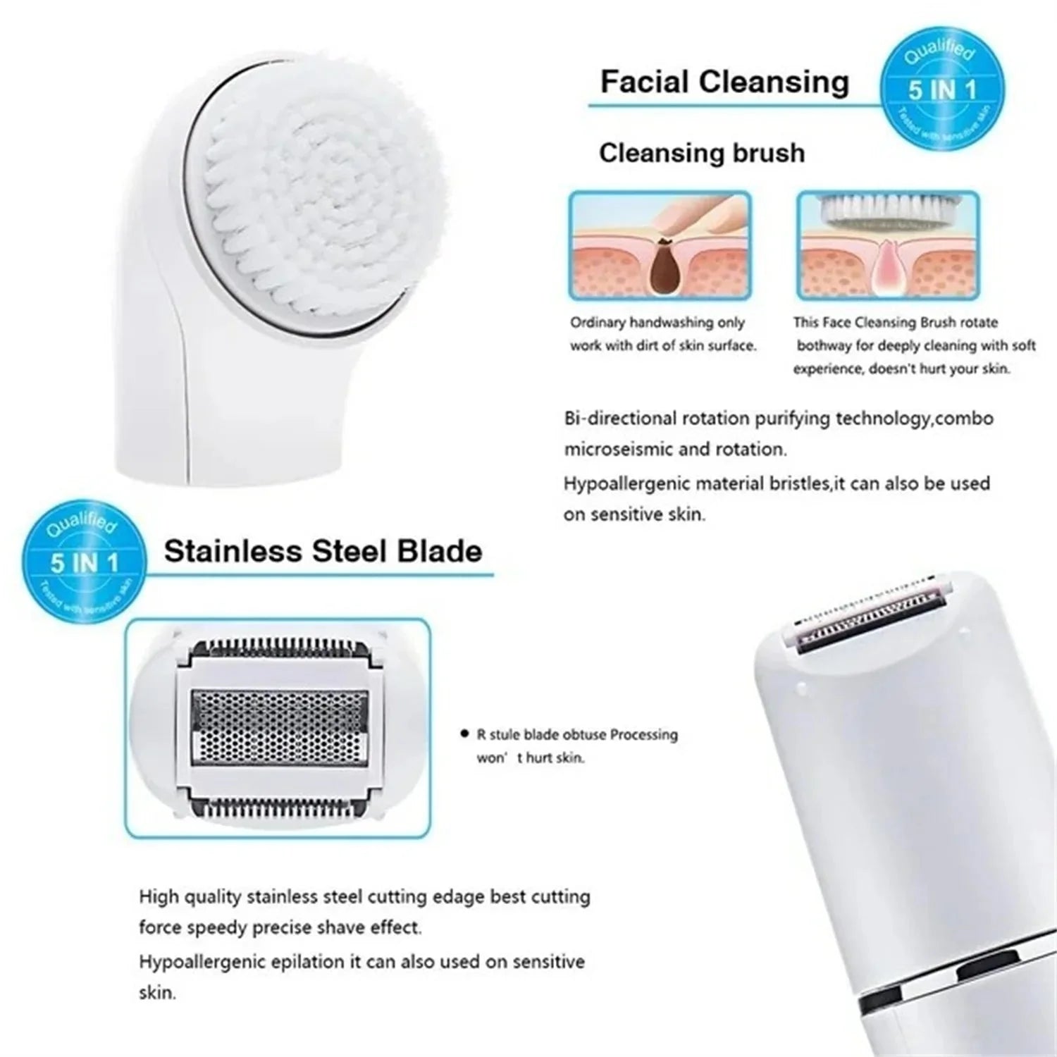 DSP Professional 5-in-1 personal care brush Rose Cosmetics